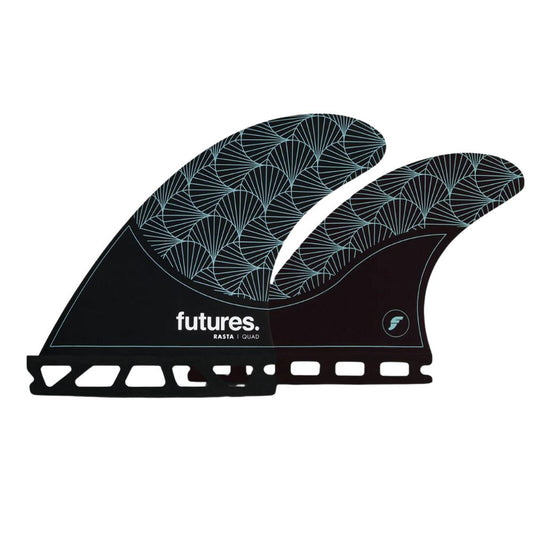 Futures Rasta Honeycomb Quad Fins (Single Tab) - Black/Teal