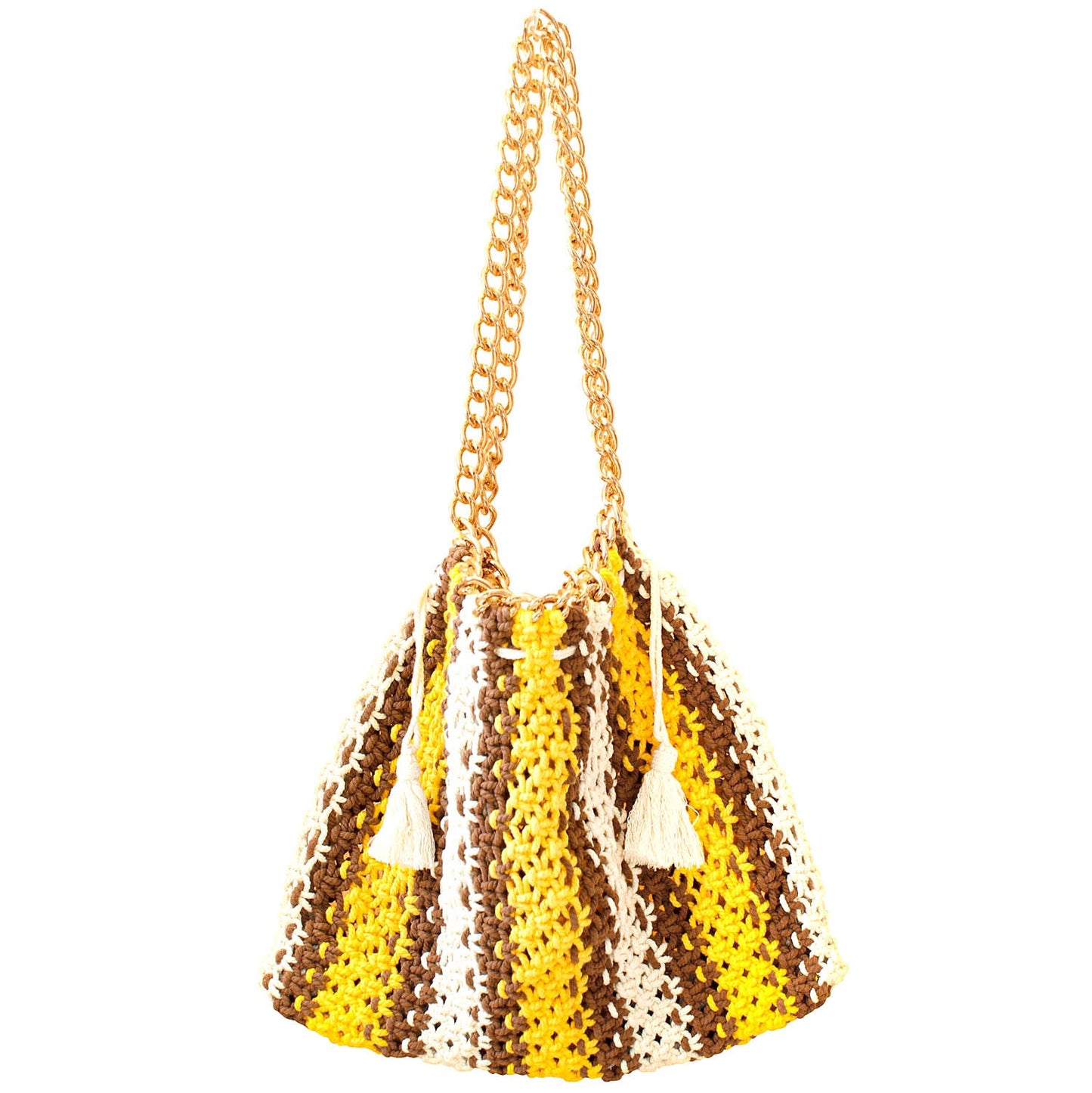 COLETTE Macrame Beach Bag In Yellow X Brown