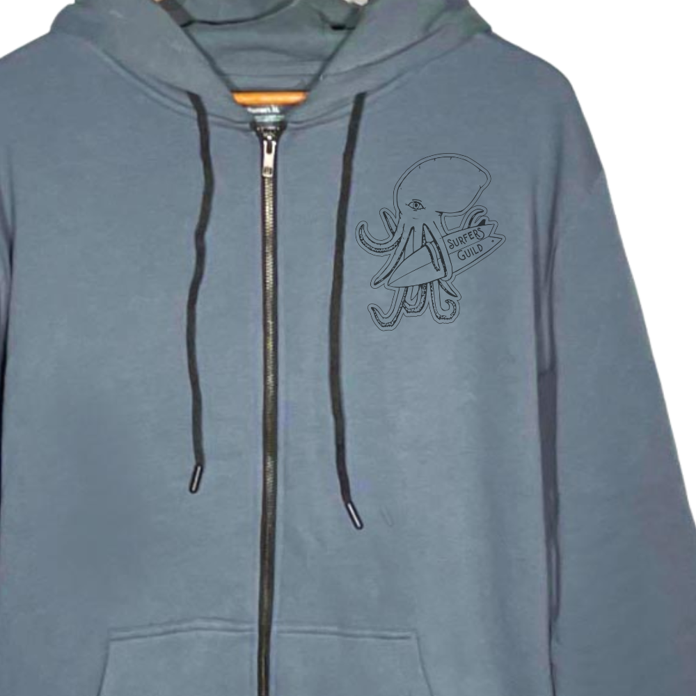 Surfers Guild Organic Zip-Up Hoodie - Slate Blue