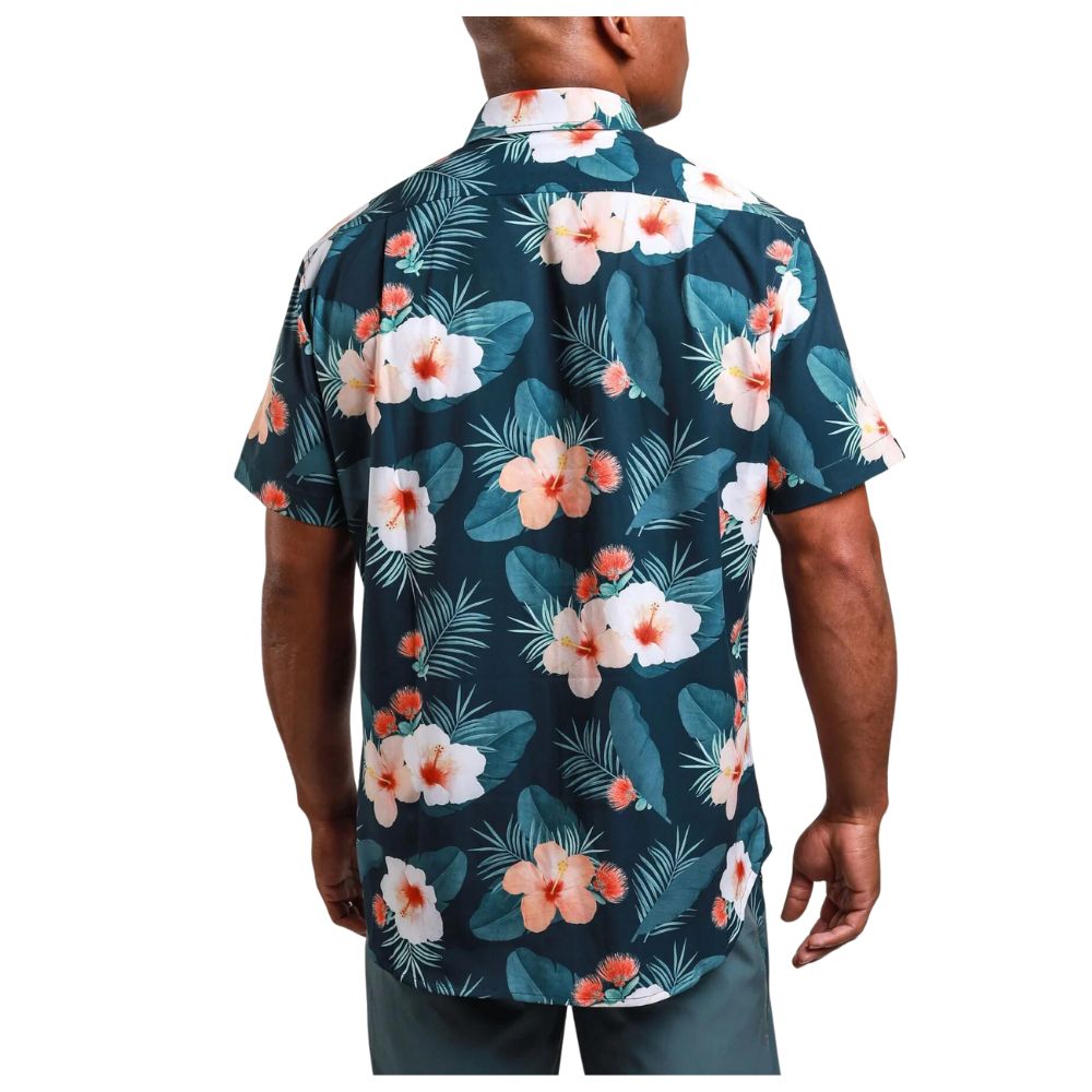Hawaiian Shirt Rash Guard (Unisex) Green - Recycled - Back View