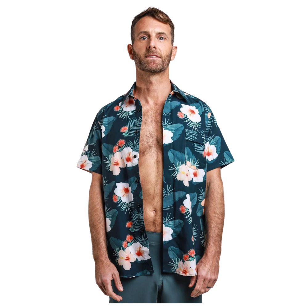 Hawaiian Shirt Rash Guard (Unisex) Green - Recycled
