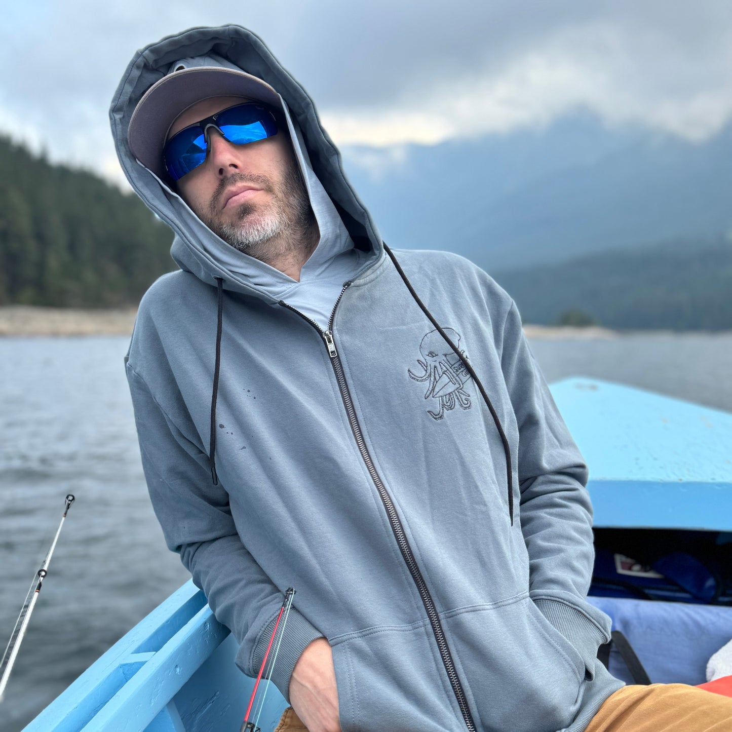 Surfers Guild Organic Zip-Up Hoodie - Slate Blue