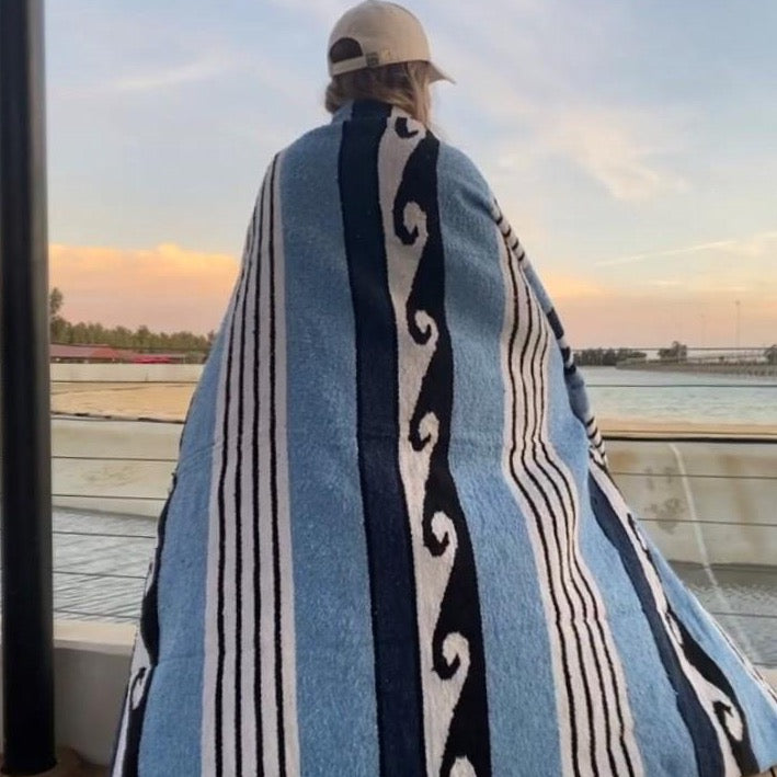 Blue Waves Mexican Blanket