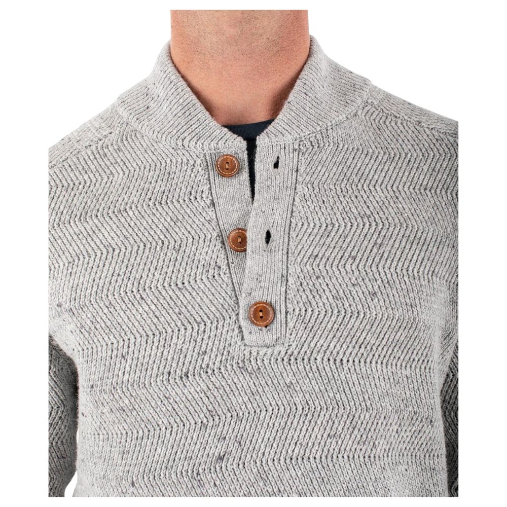 Jetty -  Light Grey Men's Tack Sweater - Buttons View