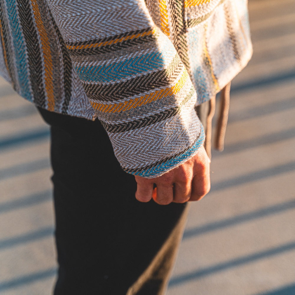 striped baja hoodie