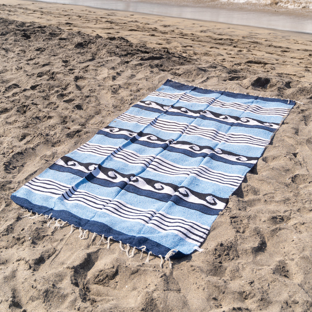 Blue Waves Mexican Blanket