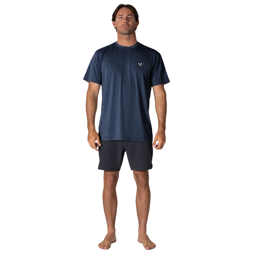 Vissla Twisted Eco Short Sleeve Lycra Rash Guard - Dark Navy Heather