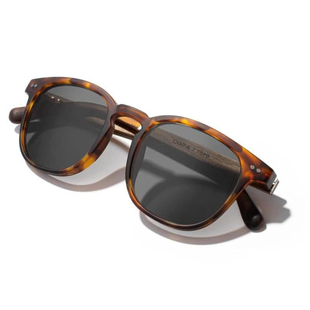 CAMP Sunglasses: Topo Matte Tortoise/Walnut (HD Grey)