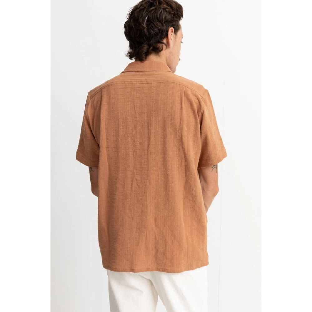 Rhythm Dobby Short Sleeve Button Up Shirt - Red Clay