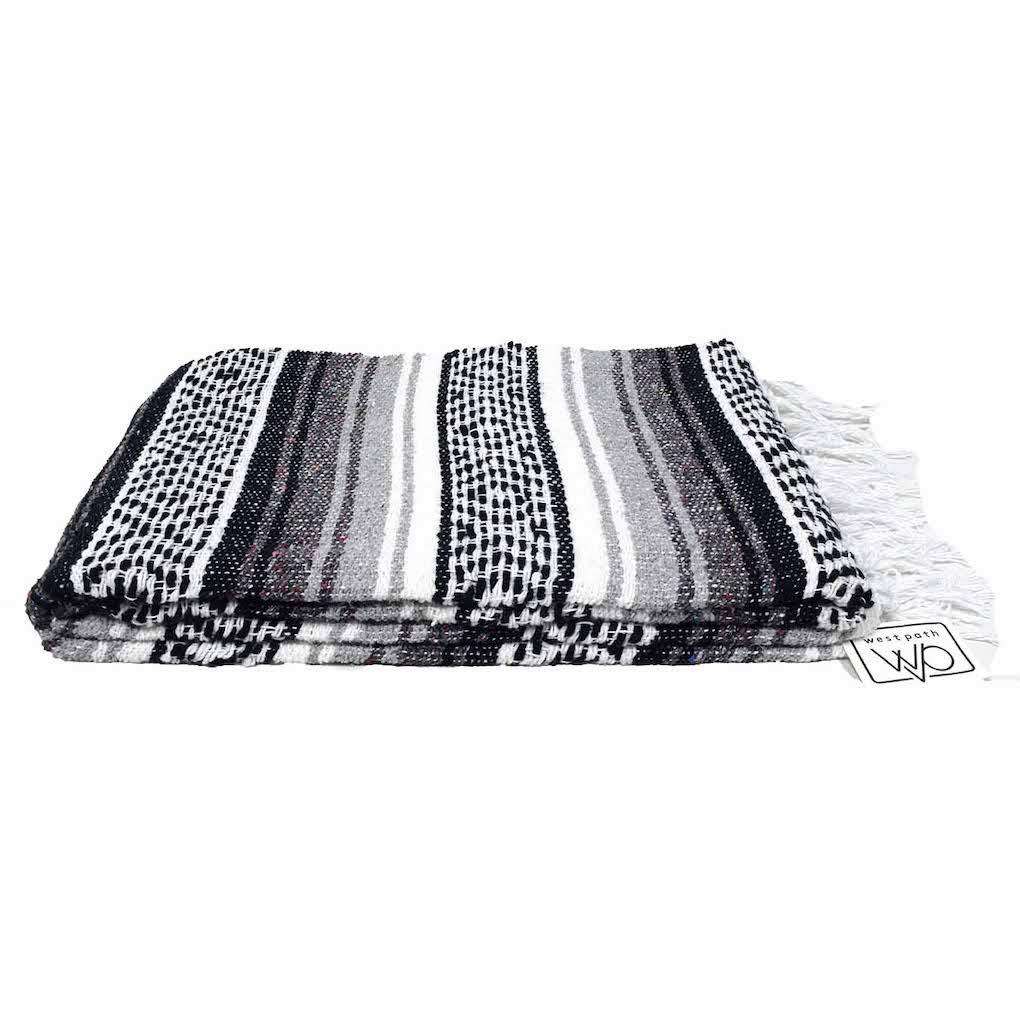 Black, Grey & White Mexican Falsa Blanket