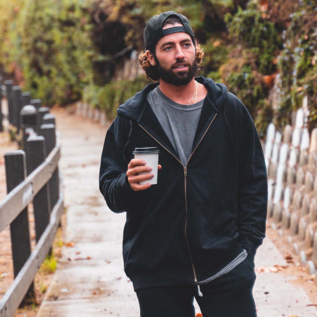 Men's Organic Zip-Up Hoodie Black - Main Image