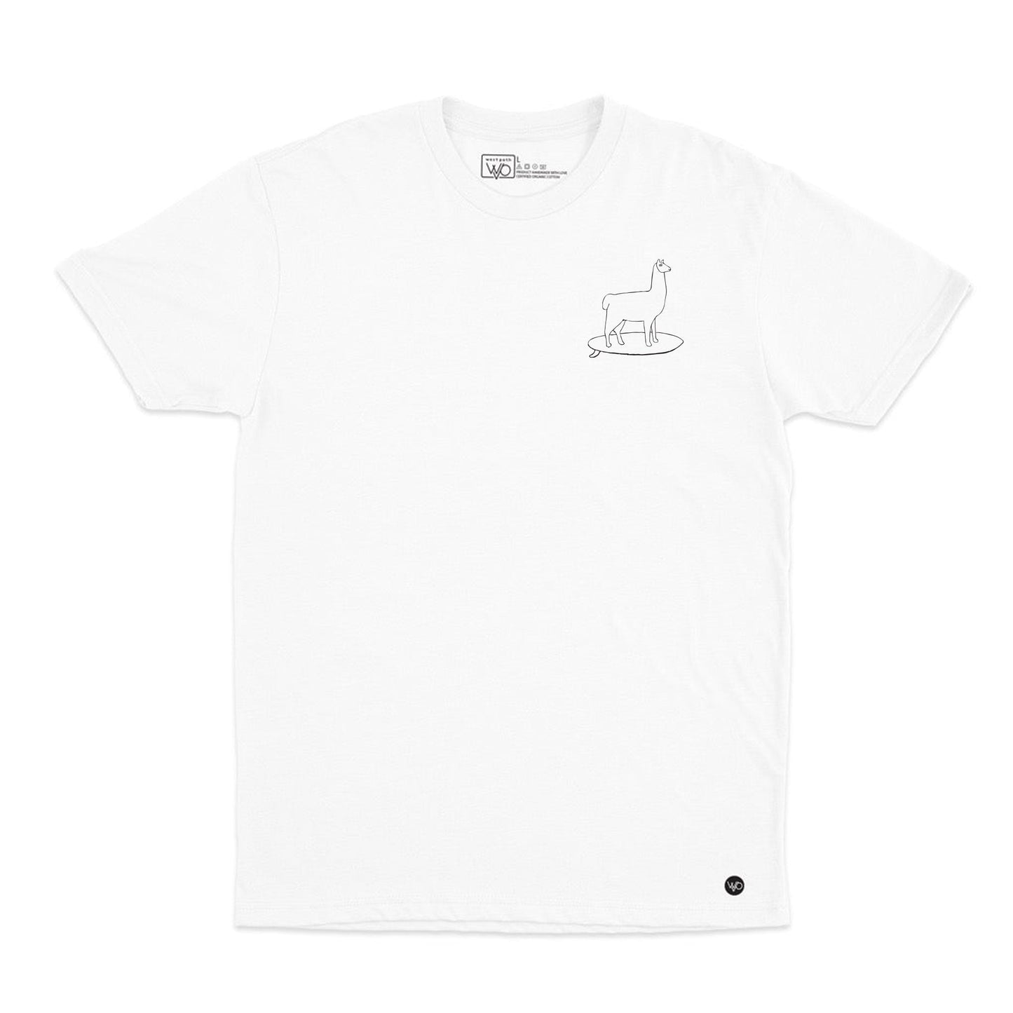 Surfing Llama White Tee - Organic Cotton