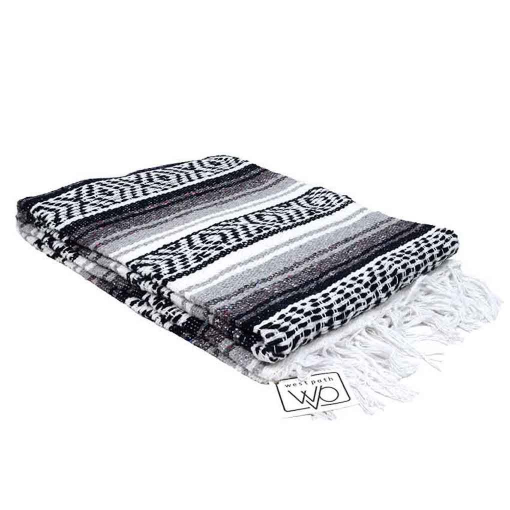 Black, Grey & White Mexican Falsa Blanket