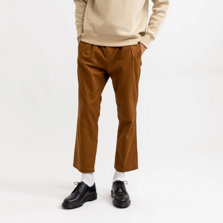 Double Pleat Twill Trouser - Butterscotch