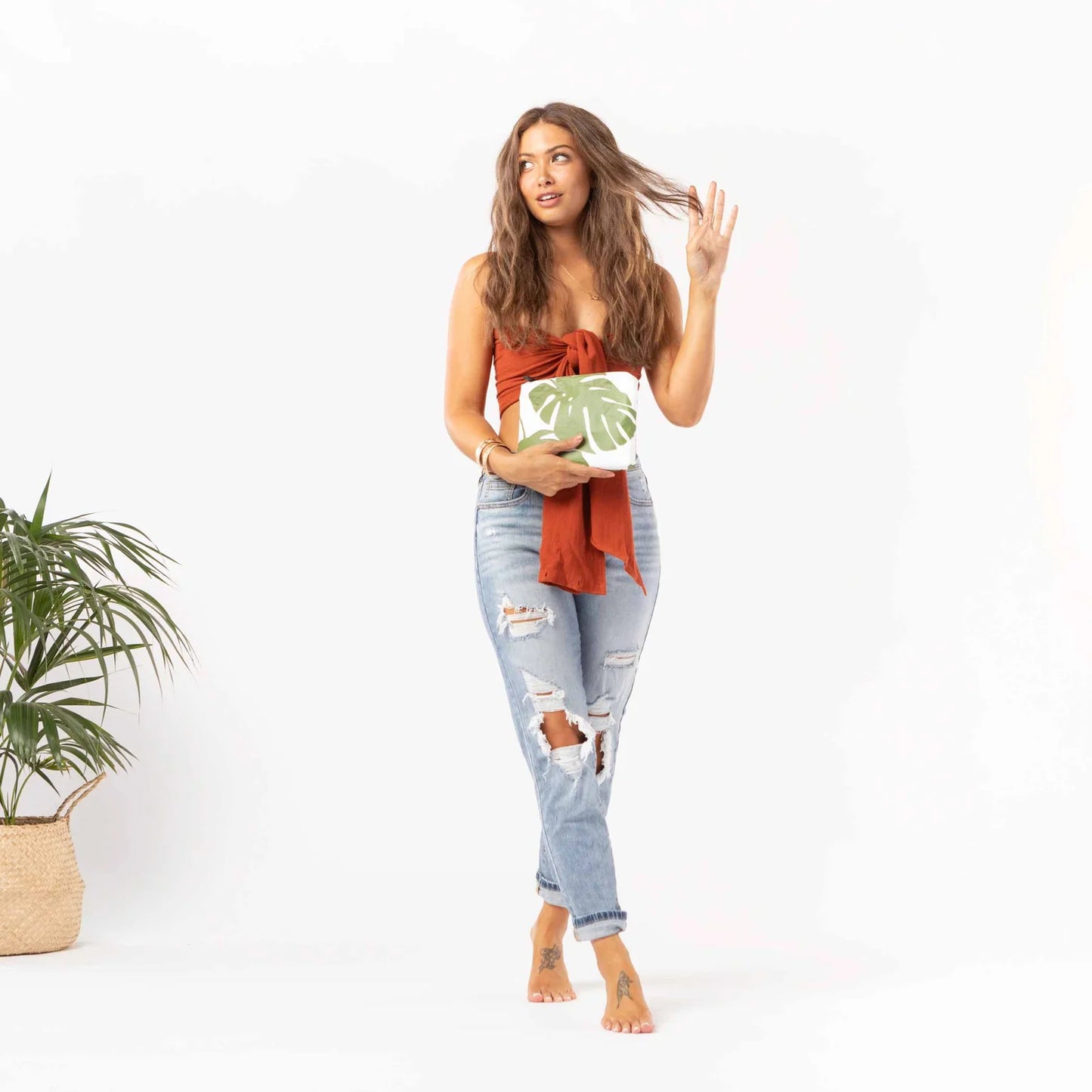 Small Pouch - Monstera - Seaweed