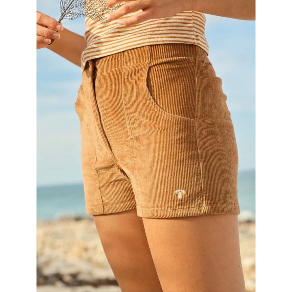 Corduroy Shroom Shorts - Almond