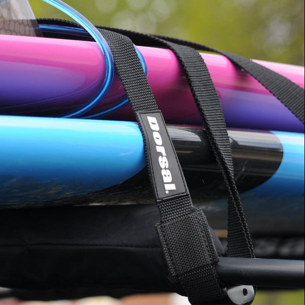 DORSAL Sunguard (No Fade) Aero Roof Rack Pads and 15 ft Straps - Pack of 4 for Car Surfboard Kayak SUP Snowboard