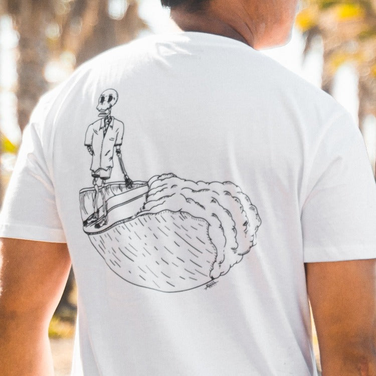 Skeleton Surfer Tee White - Organic