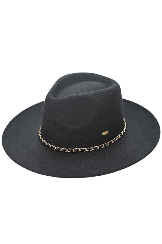 C.C Chain Trim Band Vegan Felt Panama Hat