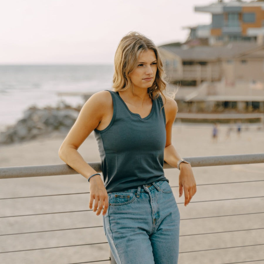 Women's Organic Cotton Tank Top - Slate Blue