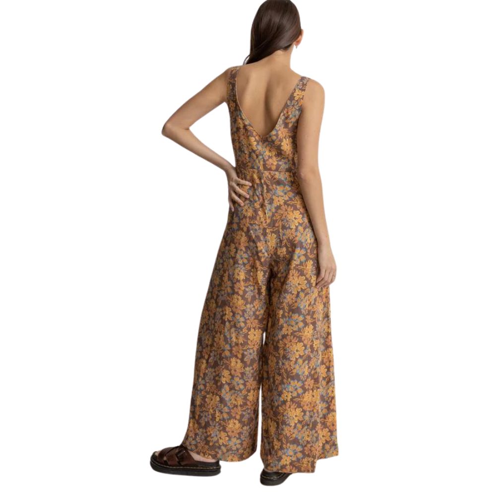 Rhythm Oasis Floral Wide Leg Jumpsuit - Chocolate