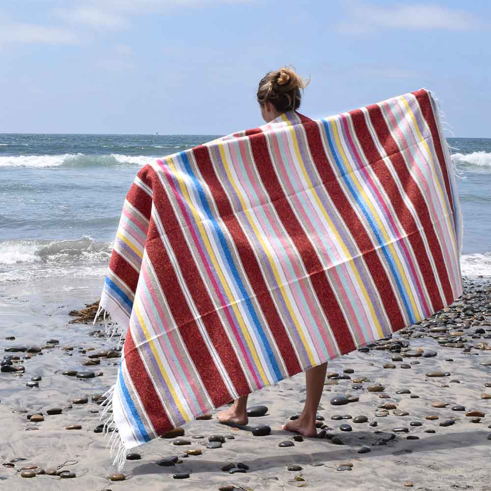 Beach Serape Mexican Blanket - Red