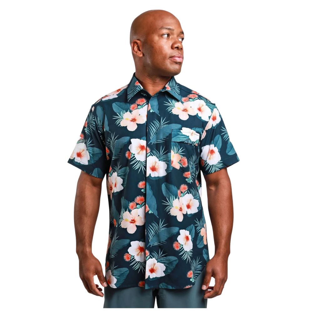 Hawaiian Shirt Rash Guard (Unisex) Green - Recycled