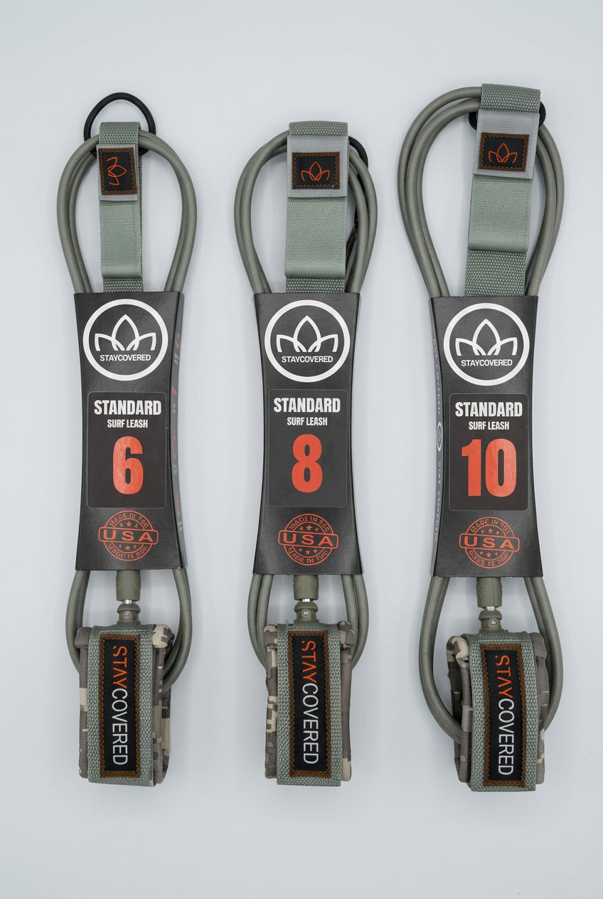 Stay Covered Standard Surf Leash - Grey
