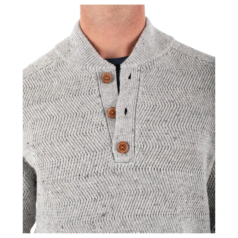 Jetty -  Light Grey Men's Tack Sweater - Buttons View