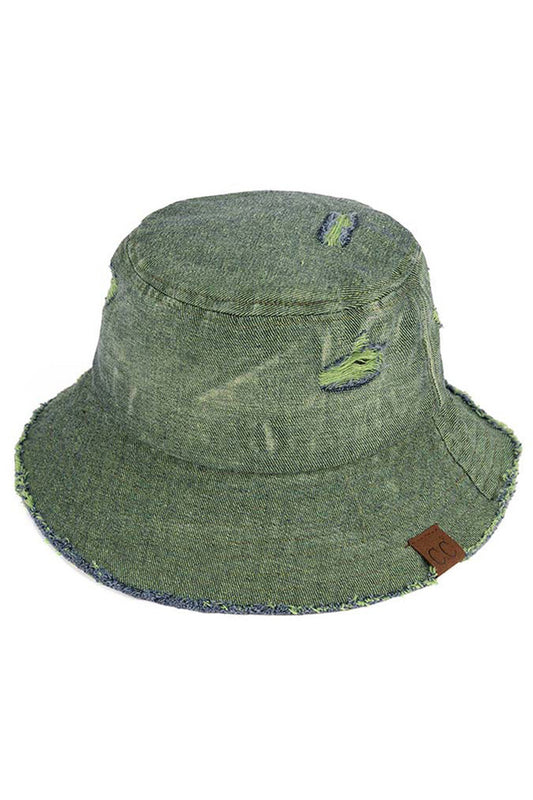 C.C STONE WASHED DENIM BUCKET HAT