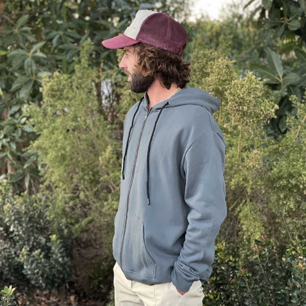 Men's Organic Zip-Up Hoodie - Slate Blue