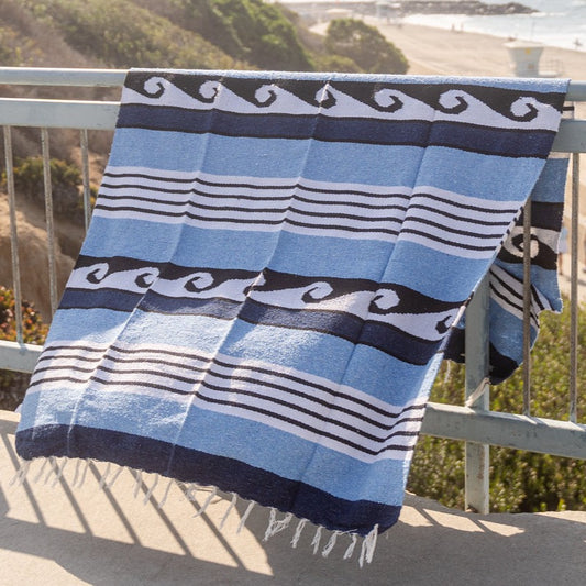 Blue Waves Mexican Blanket