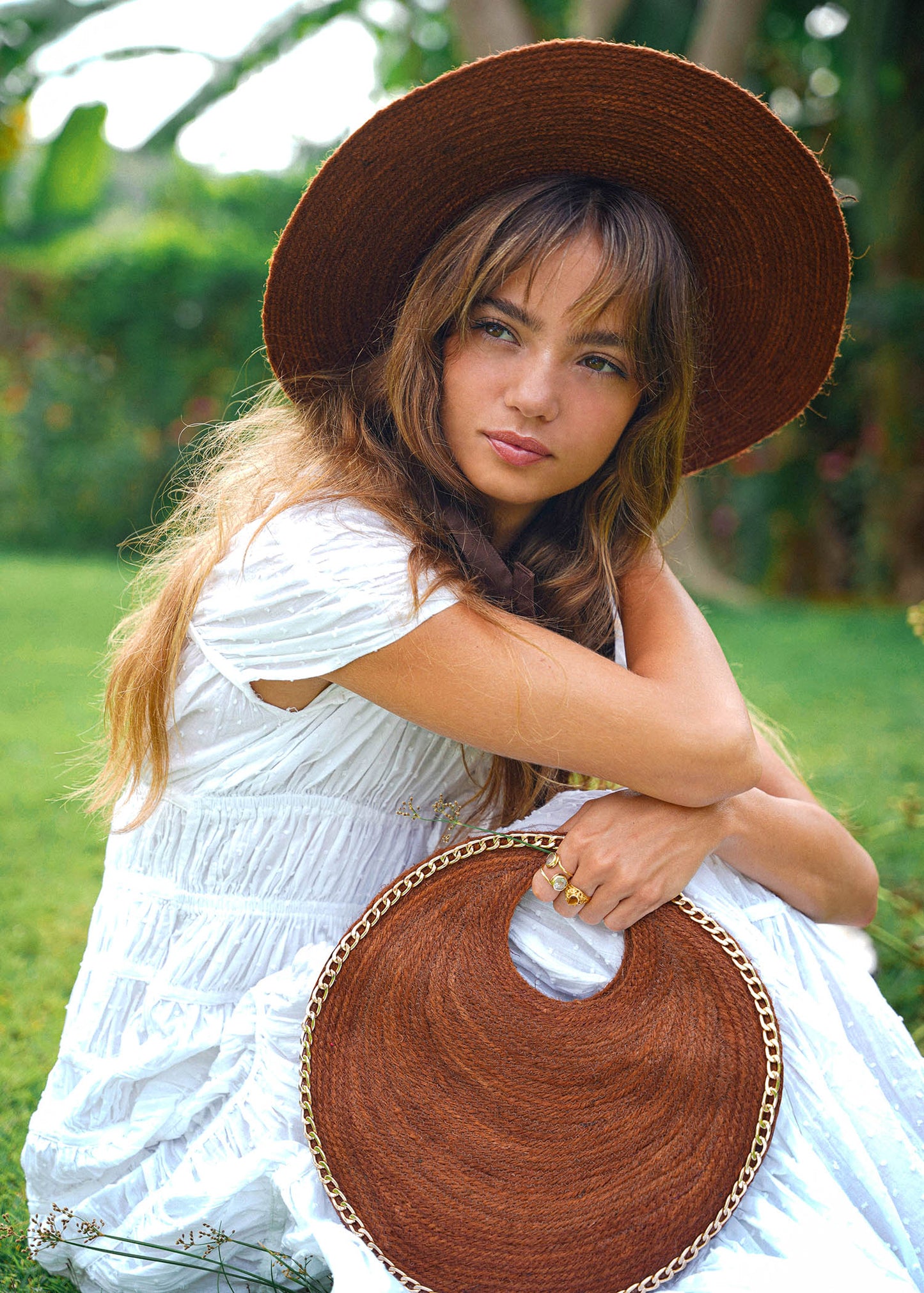 SOLO ESPRESSO Mini Jute Bag With Gold Chain