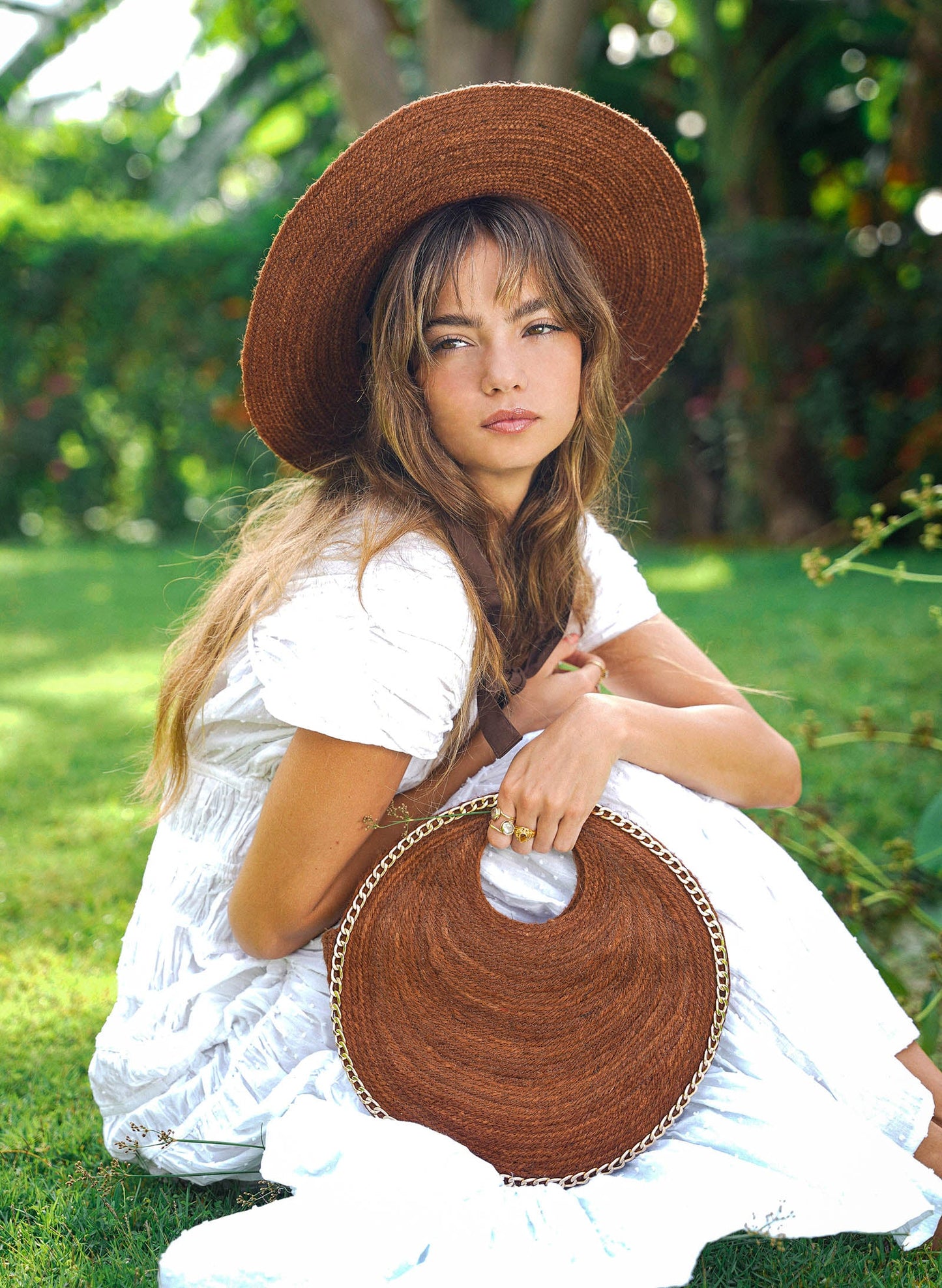 SOLO ESPRESSO Mini Jute Bag With Gold Chain