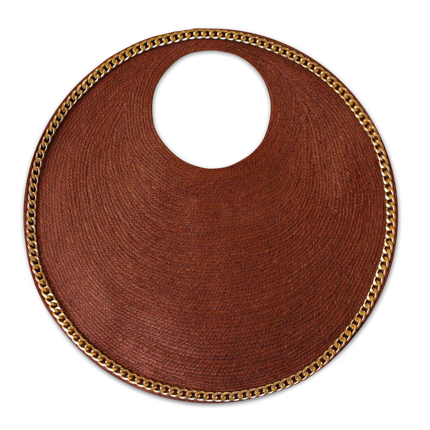 SOLO ESPRESSO Large Jute Bag With Gold Chain