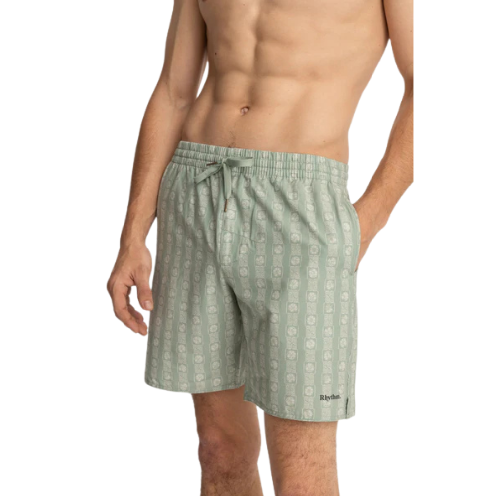 Rhythm - Tile Stripe Beach Short - Sage