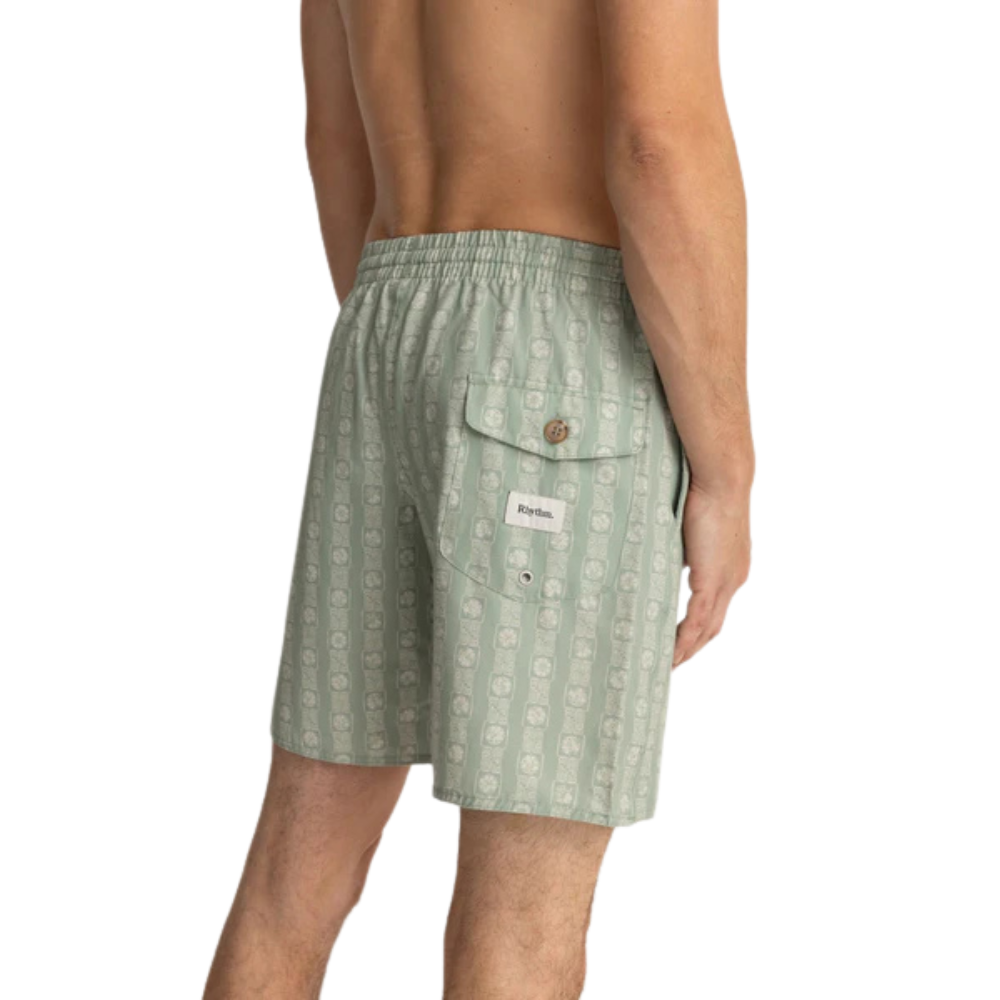 Rhythm - Tile Stripe Beach Short - Sage