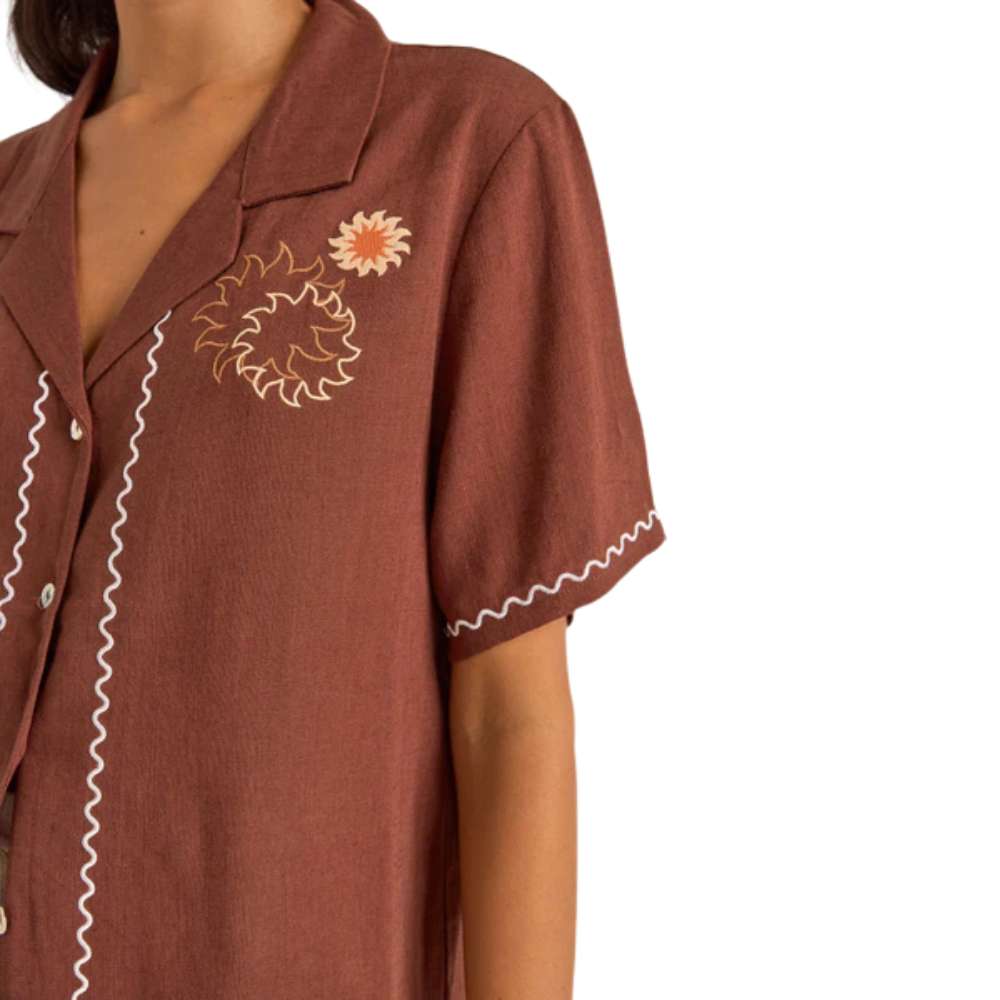 Rhythm - Solis Embroidered Shirt - Chocolate