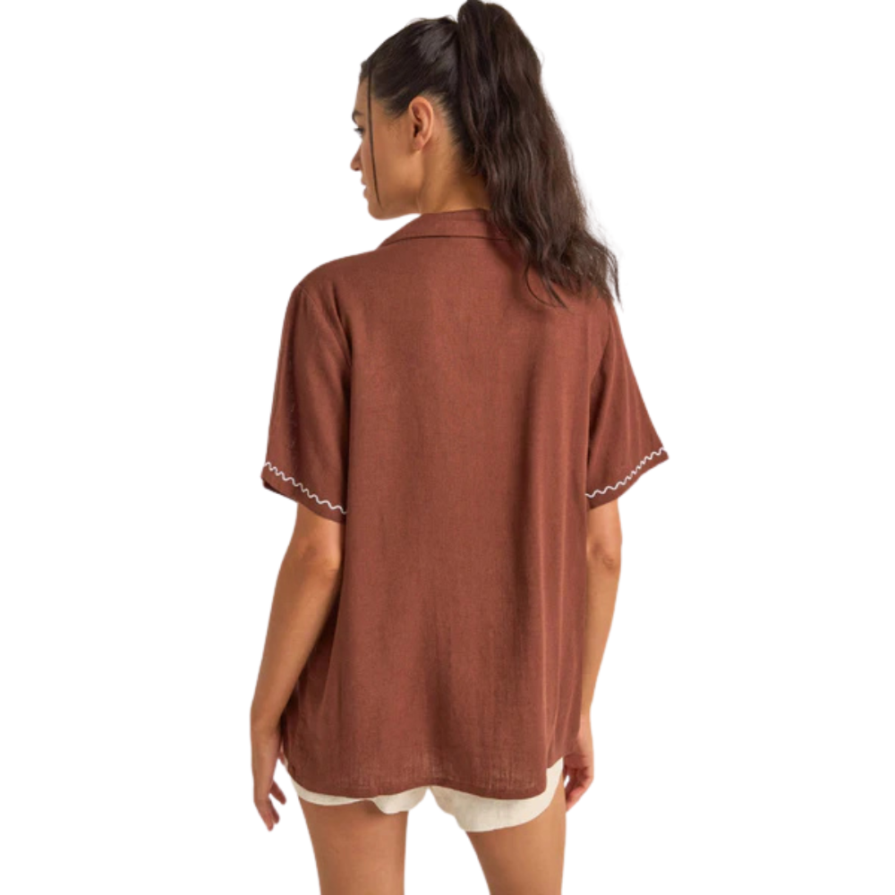 Rhythm - Solis Embroidered Shirt - Chocolate