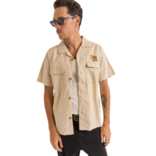 Rhythm - Embroidered Seersucker Shirt - Natural