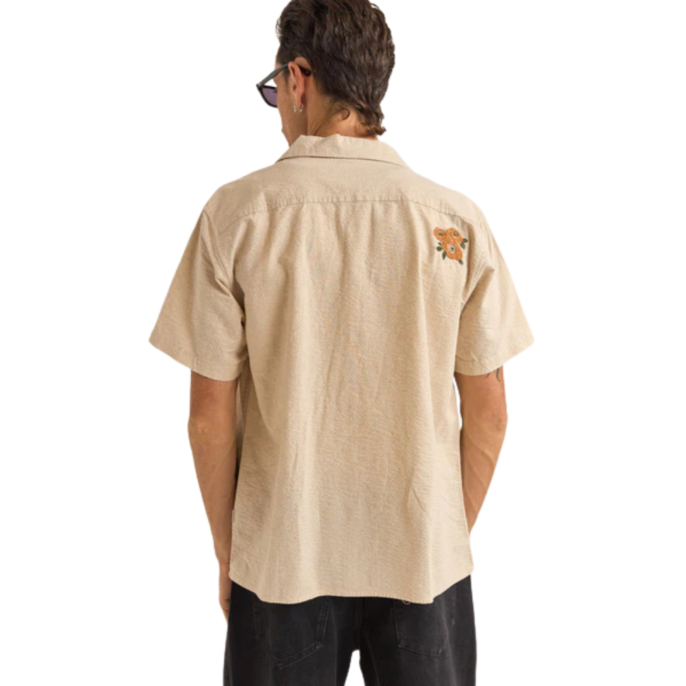 Rhythm - Embroidered Seersucker Shirt - Natural