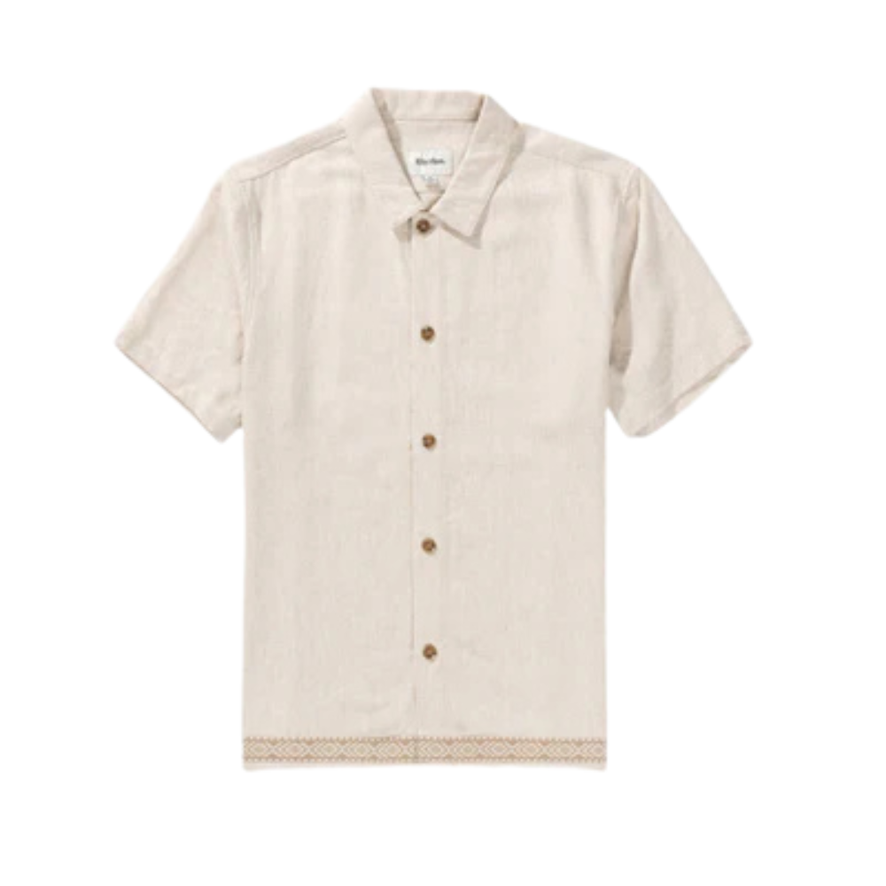 Rhythm - Trim Short Sleeve Button Up Shirt - Natural