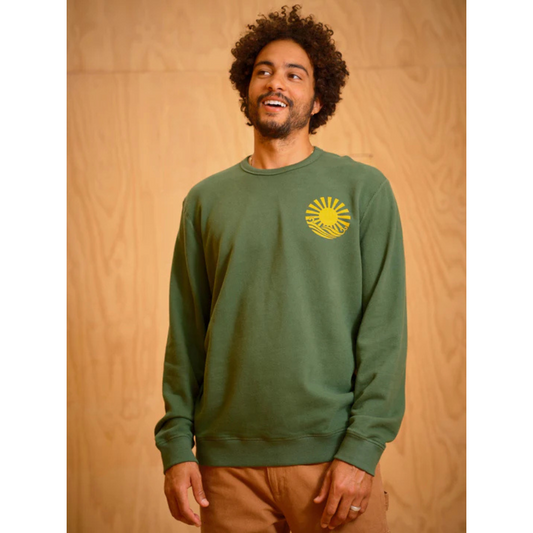 Mollusk - Men's Kanpai Crew Sweater - Dark Rover Green