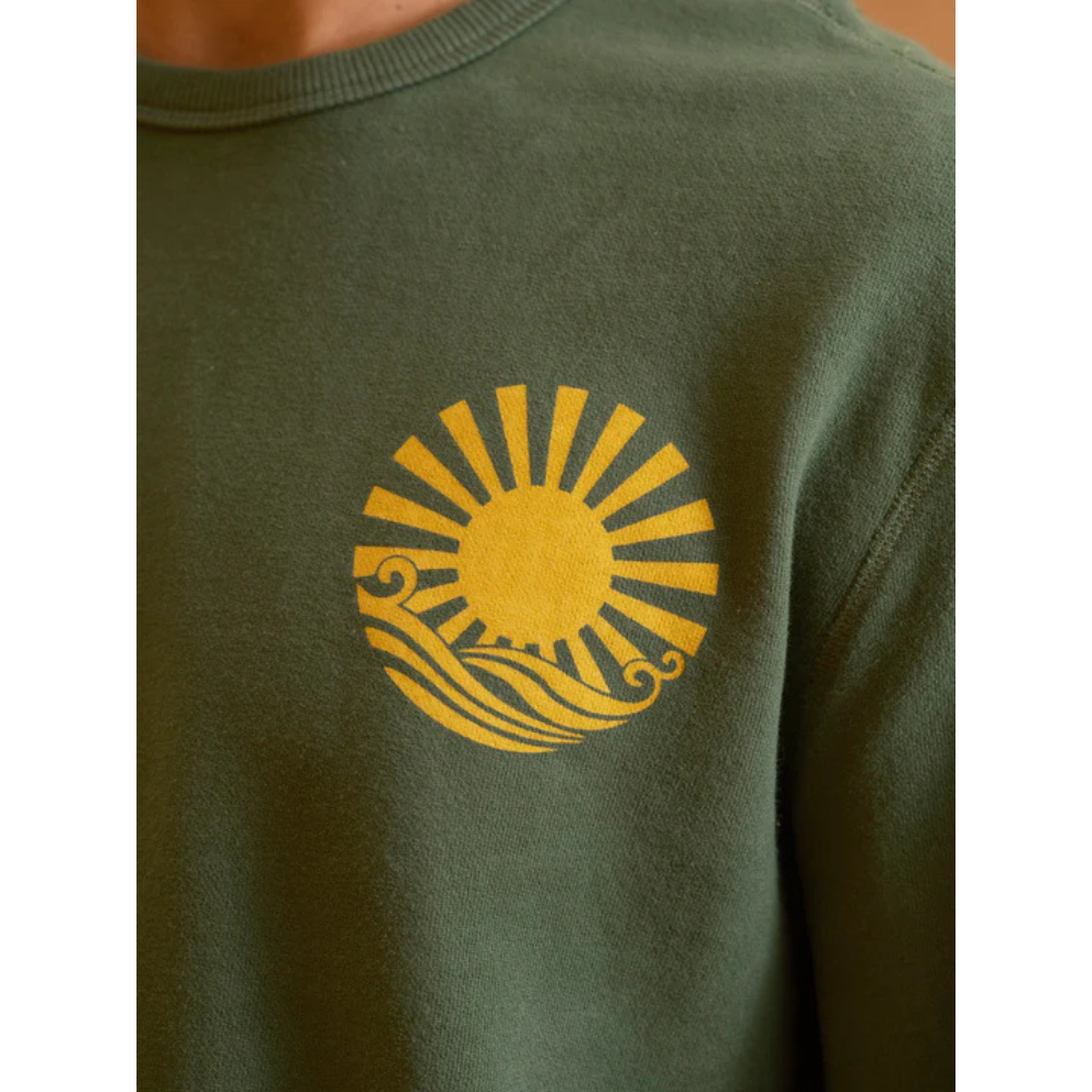 Mollusk - Men's Kanpai Crew Sweater - Dark Rover Green