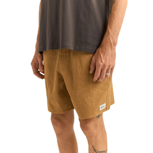 Rhythm - Textured Linen Jam Shorts - Tobacco