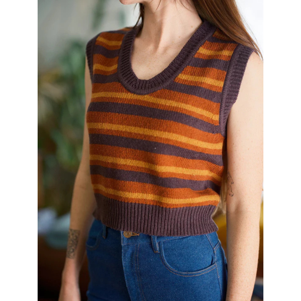 Mollusk - Merino Sweater Vest - Rust Stripe