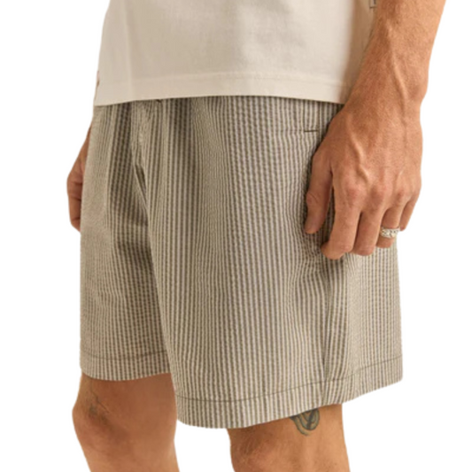 Rhythm - Seersucker Stripe Jam Shorts - Olive