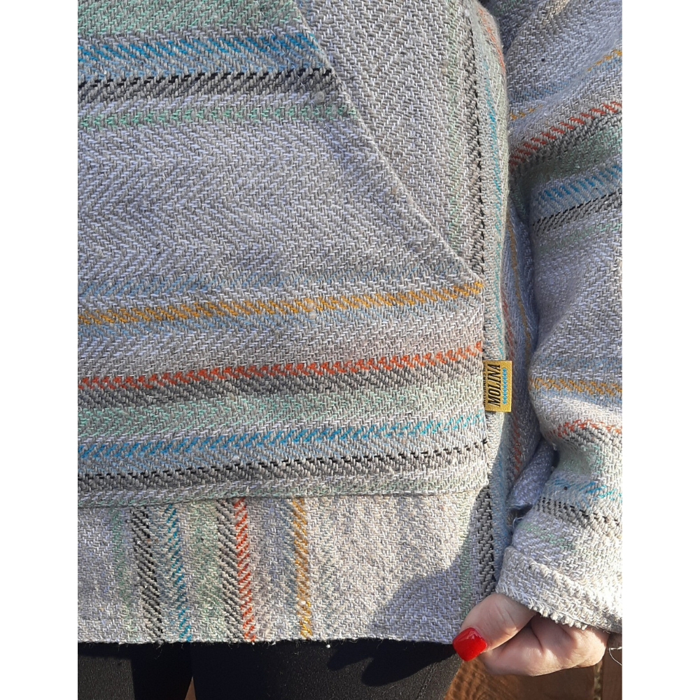 Mexican Hoodie Poncho - Grey Rainbow