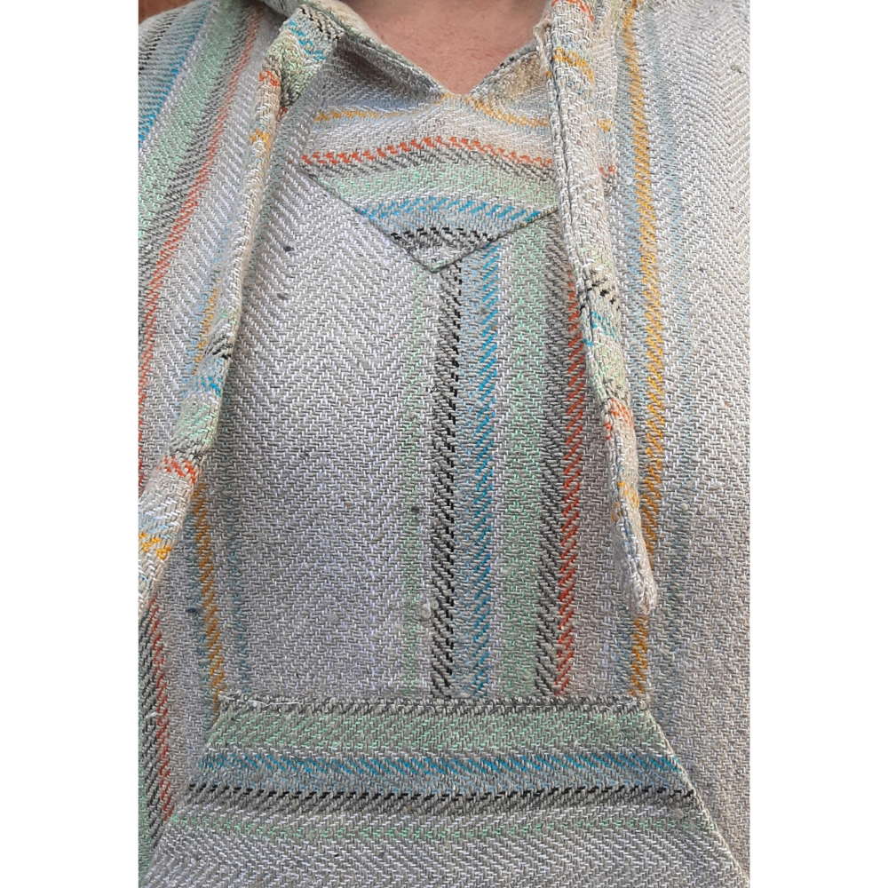 Mexican Hoodie Poncho - Grey Rainbow