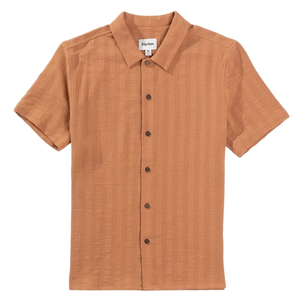 Rhythm Dobby Short Sleeve Button Up Shirt - Red Clay